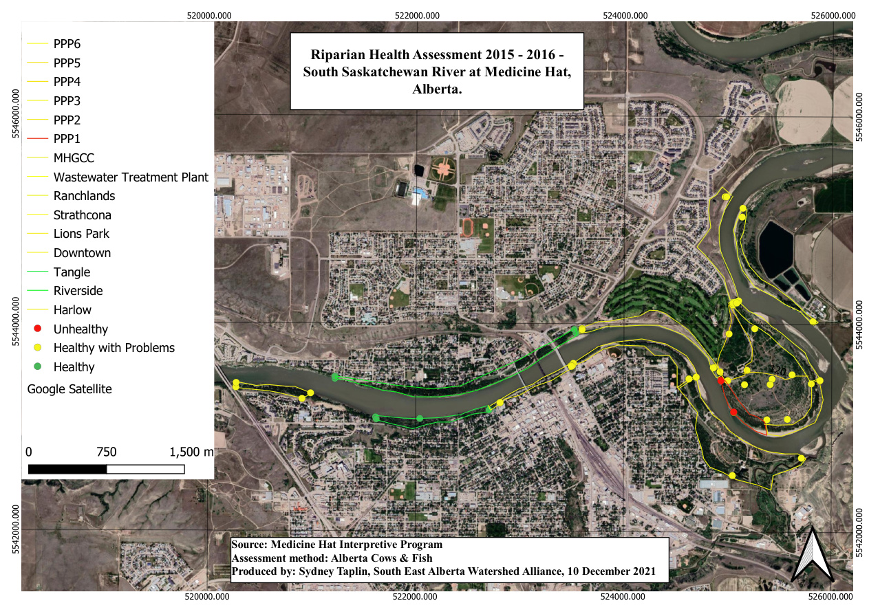 Riparian Health Assessment 2015 2016 South Sask River At Medicine Hat Alberta.